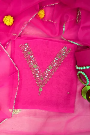 Fuchsia Gulrosh Floral Zari & Resham Thread Suit Set