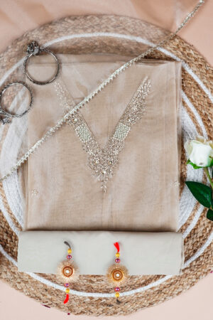 Sharvi Moora Unstitched Suit Set with Handcrafted Zardozi Work