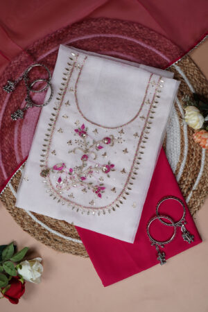 Tavi Rose Blush Zardozi & Sequin Bird Embellished Suit Set