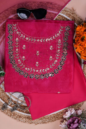 Magenta Meher Mirror Embroidered Unstitched Suit Set