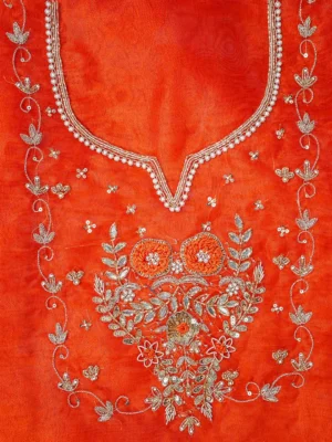 Kesar Hand Embroidered Unstitched Suit Set with Resham & Zari Floral Work